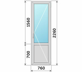 Алюминиевая балконная дверь без порога 760x2260