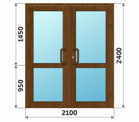 Пластиковая остекленная дверь под дерево с импостом 2100x2400