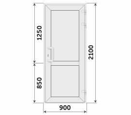 Пластиковая одностворчатая глухая дверь 900x2100