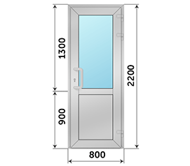 Одностворчатая дверь со стеклом СИАЛ 800x2200