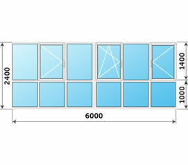 Теплое остекление балконов и лоджий панорамными окнами 6000x2400