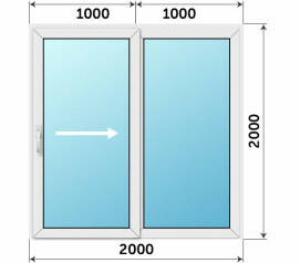 Пластиковый раздвижной балконный блок 2000x2000