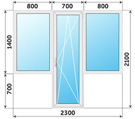 Остекление балкона ALUTECH 2300x2100
