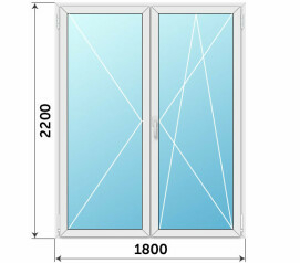 Штульповая пластиковая стеклянная балконная дверь 1800x2200