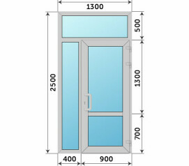 Входная группа из алюминиевого профиля в салон 1300x2500