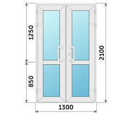 Остекленная дверь банная с импостом 1300x2100
