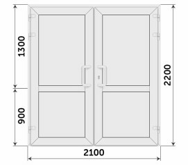 Пластиковая двухстворчатая дверь в баню 2100x2200