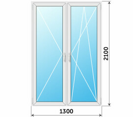 Пластиковая стеклянная балконная дверь 1300x2100