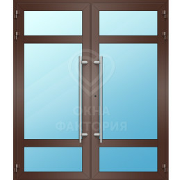 Коричневая дверь в алюминиевой раме AL-1305