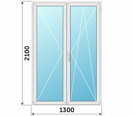 Штульповая стеклянная дверь на балкон ПВХ 1300x2100