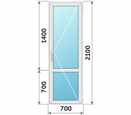 Пластиковая дверь с импостом 700x2100