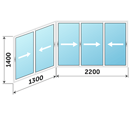 Остекление лоджии NEWTEC 3500x1400