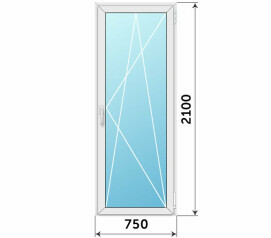 Дверь на балкон ПВХ серая 750x2100