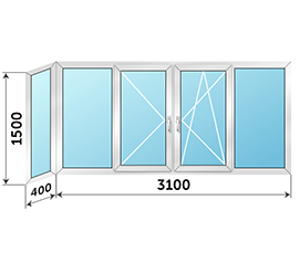 Остекление балкона AGS 3500x1500