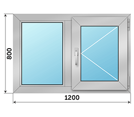 Двухстворчатое окно AGS 1200x800