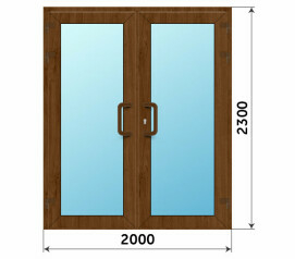 Пластиковая остекленная дверь под дерево 2000x2300