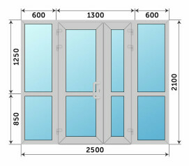 Холодная дверь из стекла 2500x2100
