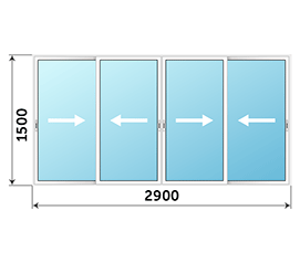 Балконное остекление NEWTEC 2900x1500