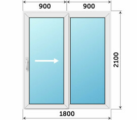 Пластиковая балконная дверь купе 1800x2100