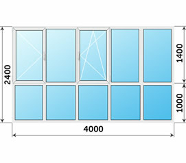 Окна для балкона с мультифункциональным контролем (новое) 4000x2400