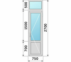 Алюминиевая с глухим низом 750x2700