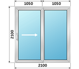 Полуторная дверь остекленная AGS 2100x2100