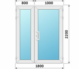 Дверь в баню полуторная остекленная 1800x2200