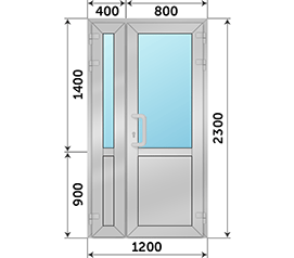 Полуторная дверь со стеклом NEWTEC 1200x2300