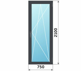 Стеклянная дверь на балкон ПВХ антрацит 750x2100