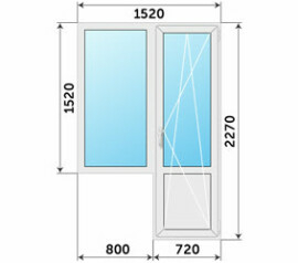 Пластиковый балконный блок Rehau 1520x2270